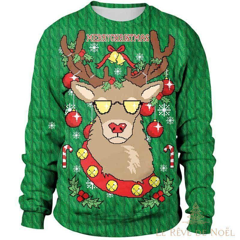 Pull de Noël - Renne à lunettes